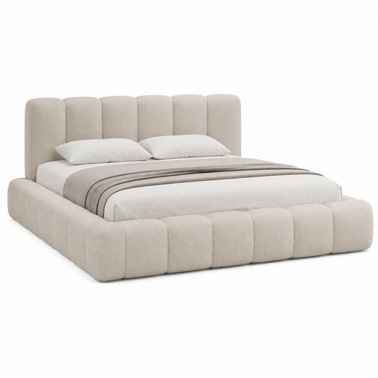 Stauraumbett Beige mit Polyesterbezug gepolstert 180 x 200 cm