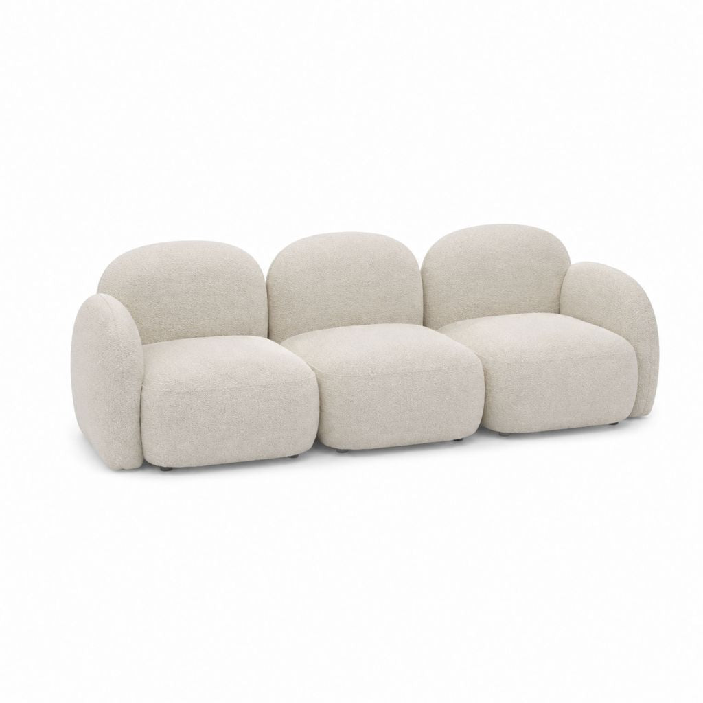 3-Sitzer Modulsofa Beige Bouclé-Polyester mit Schaumstoffpolsterung 270 x 95 x 72 cm