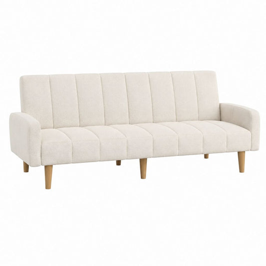 3-Sitzer Sofa Cremeweiß Polyester Bouclé Rechteckig 200 x 84 x 86 cm