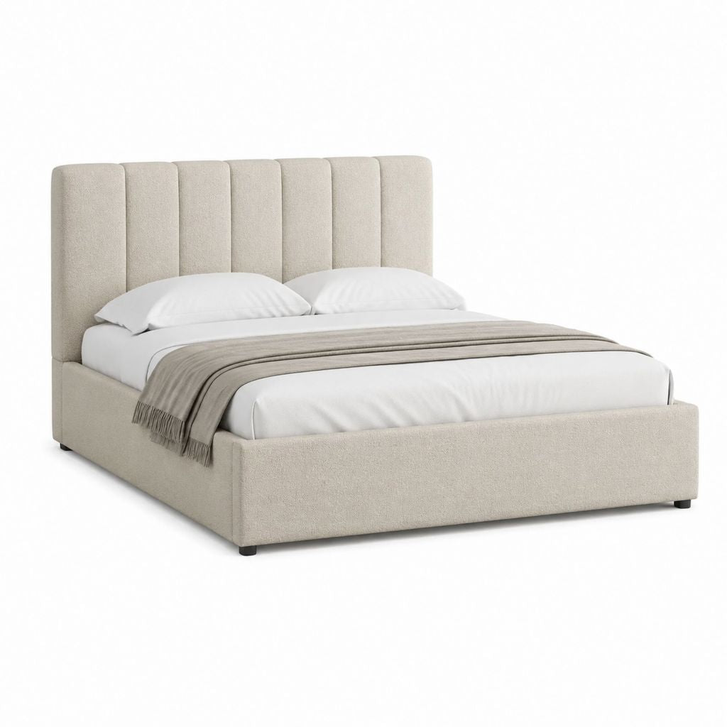 Polsterbett Doppelbett Beige Polyester Rechteckig 180 x 200 cm