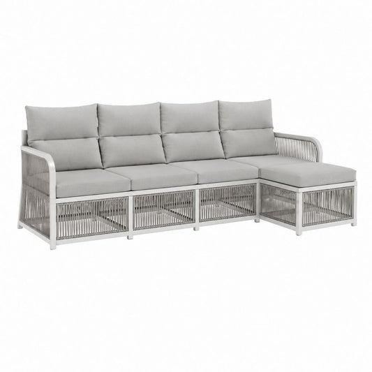 Gartenlounge Ecksofa Set Hellgrau Aluminium Polyester L-Form 240 x 160 x 85 cm